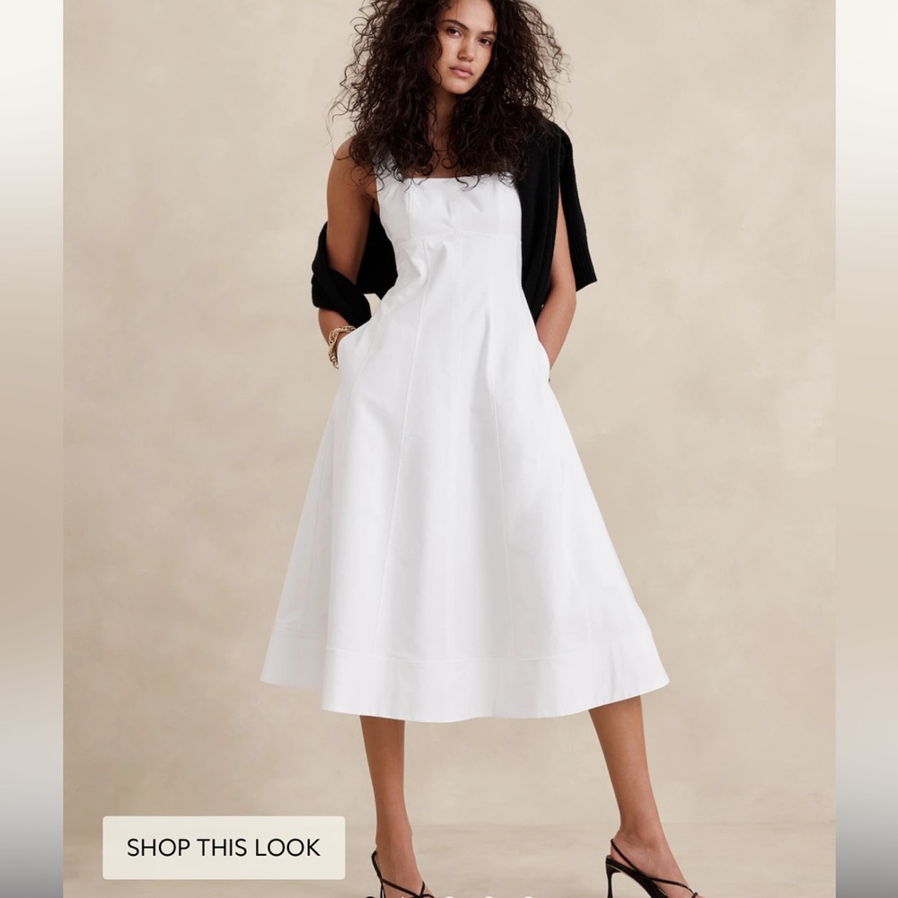 NATALIA SQUARE-NECK MIDI DRESS